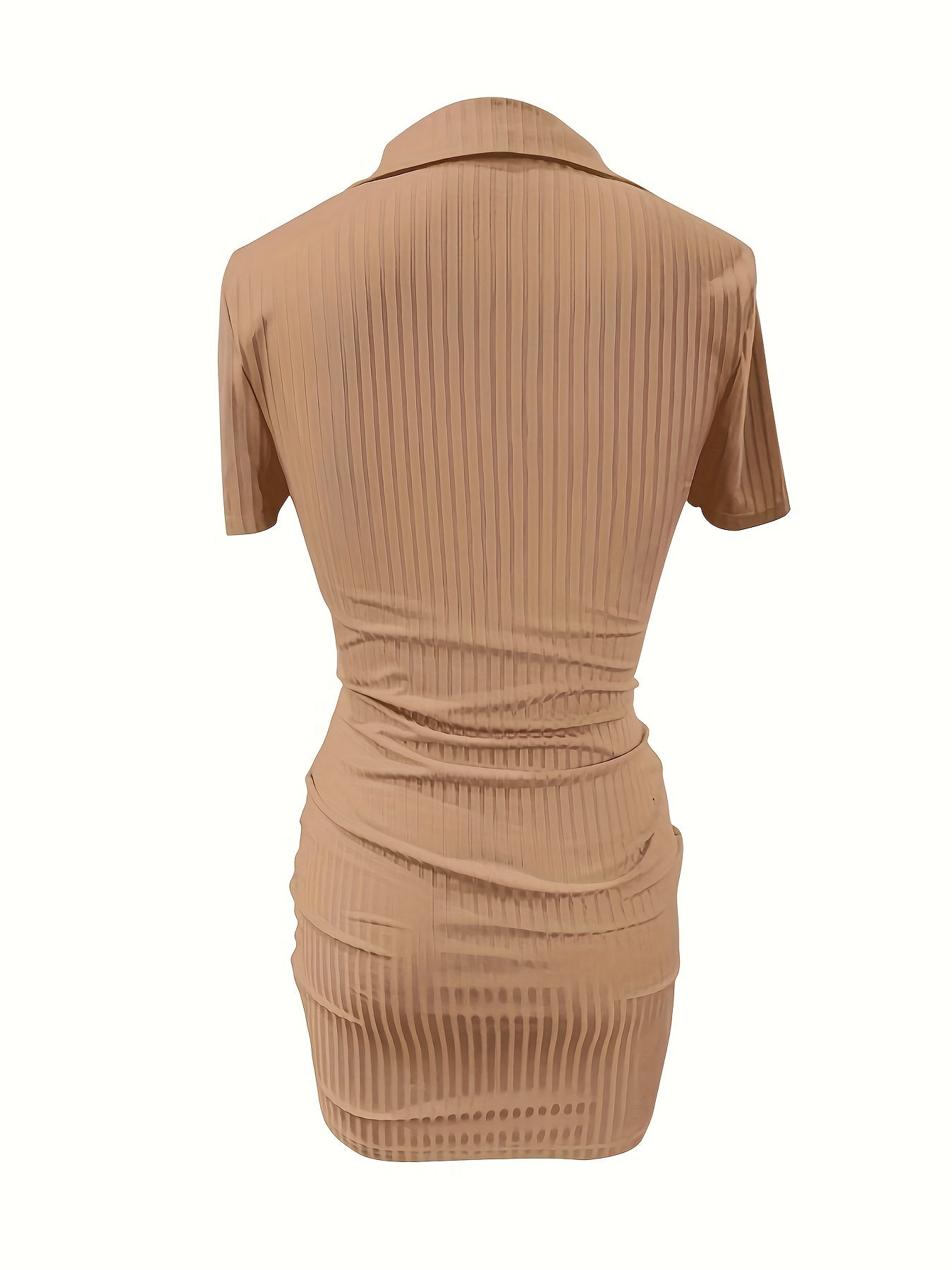 Casual Short Sleeve Solid V Neck Bodycon Dress, Women's Clothing