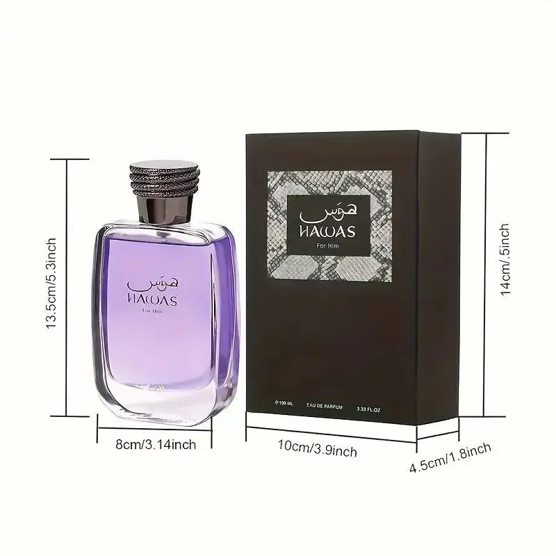 RASASI Hawas Black For Men - Eau de Parfum Spray-3.4 Oz Premium Arabian Perfume For Men A Signature Scent For Long-Lasting