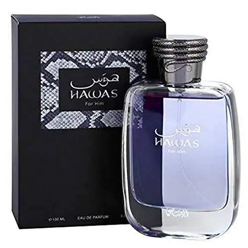 RASASI Hawas Black For Men - Eau de Parfum Spray-3.4 Oz Premium Arabian Perfume For Men A Signature Scent For Long-Lasting