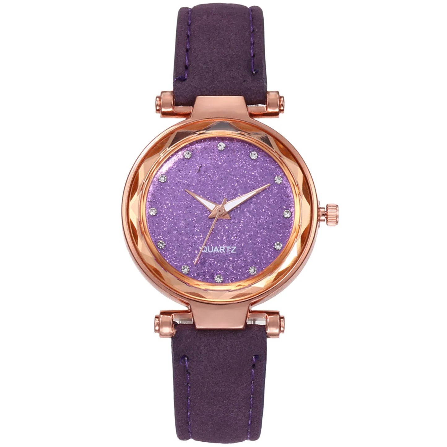 Ladies Fashion Korean Rhinestone Rose Gold Quartz Watch Female Belt Watch Women's Watches Fashion Clock Watch Women Watches