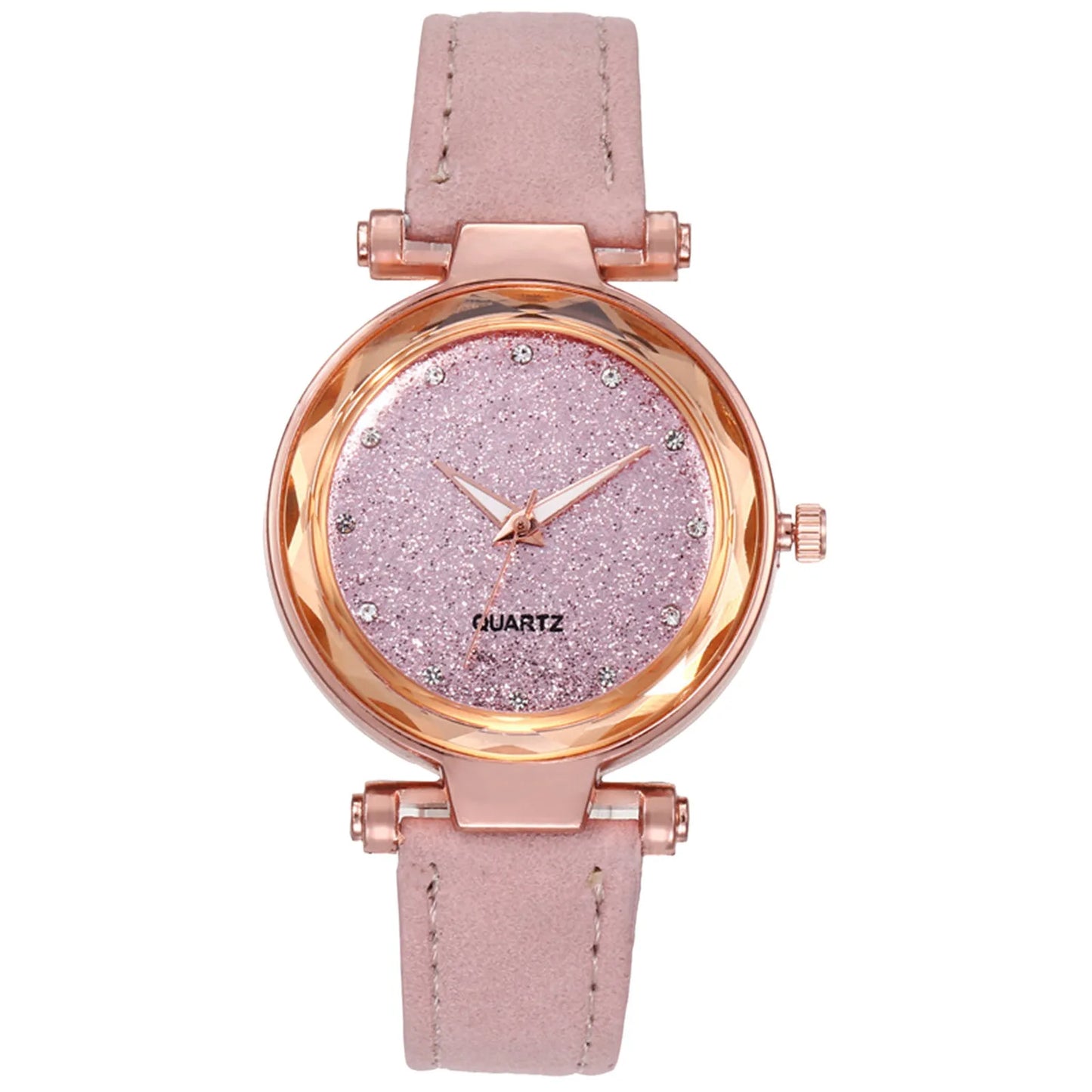 Ladies Fashion Korean Rhinestone Rose Gold Quartz Watch Female Belt Watch Women's Watches Fashion Clock Watch Women Watches