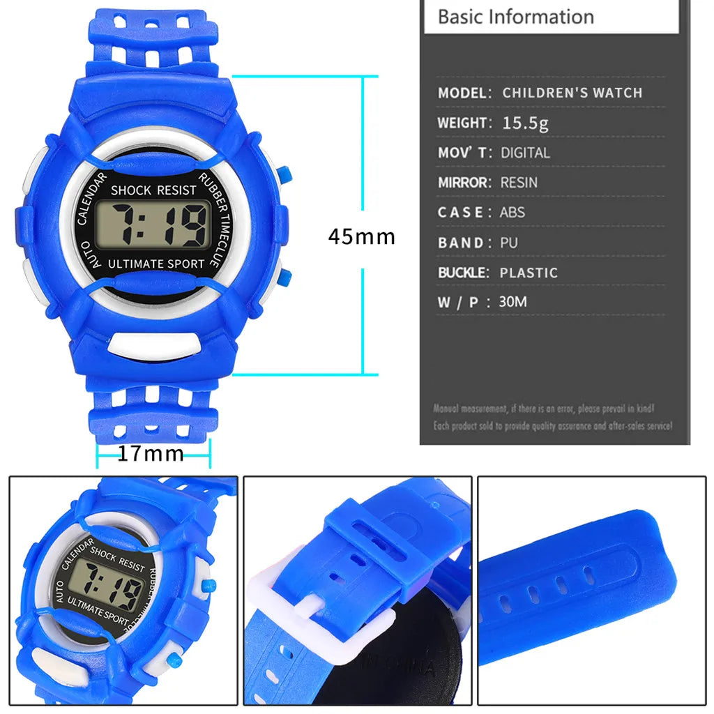 Children Waterproof Electronic Watches Led Digital Sport Watches Round Dial Silicone Strap Wristwatches Boys Girls Gift Relogio