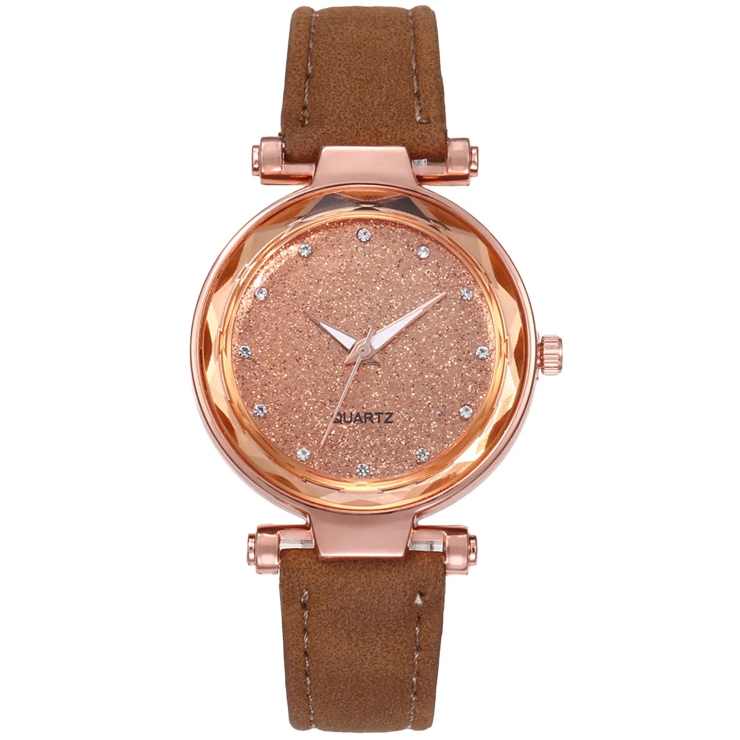 Ladies Fashion Korean Rhinestone Rose Gold Quartz Watch Female Belt Watch Women's Watches Fashion Clock Watch Women Watches