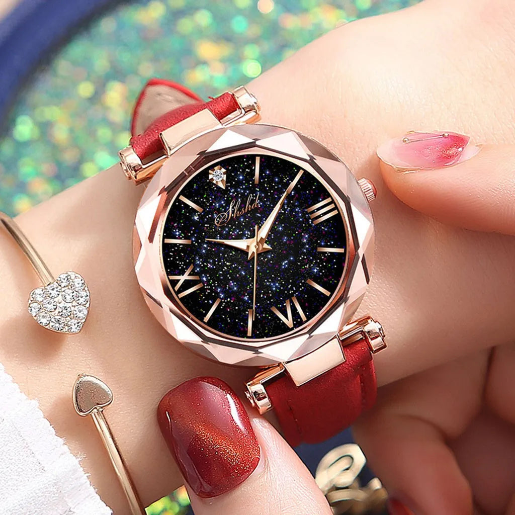 Women's Luxury Quartz Wristwatches Magnetic Magnet Buckle Quartz Clock Geometric Surface Female Luminous Bracelet Watches