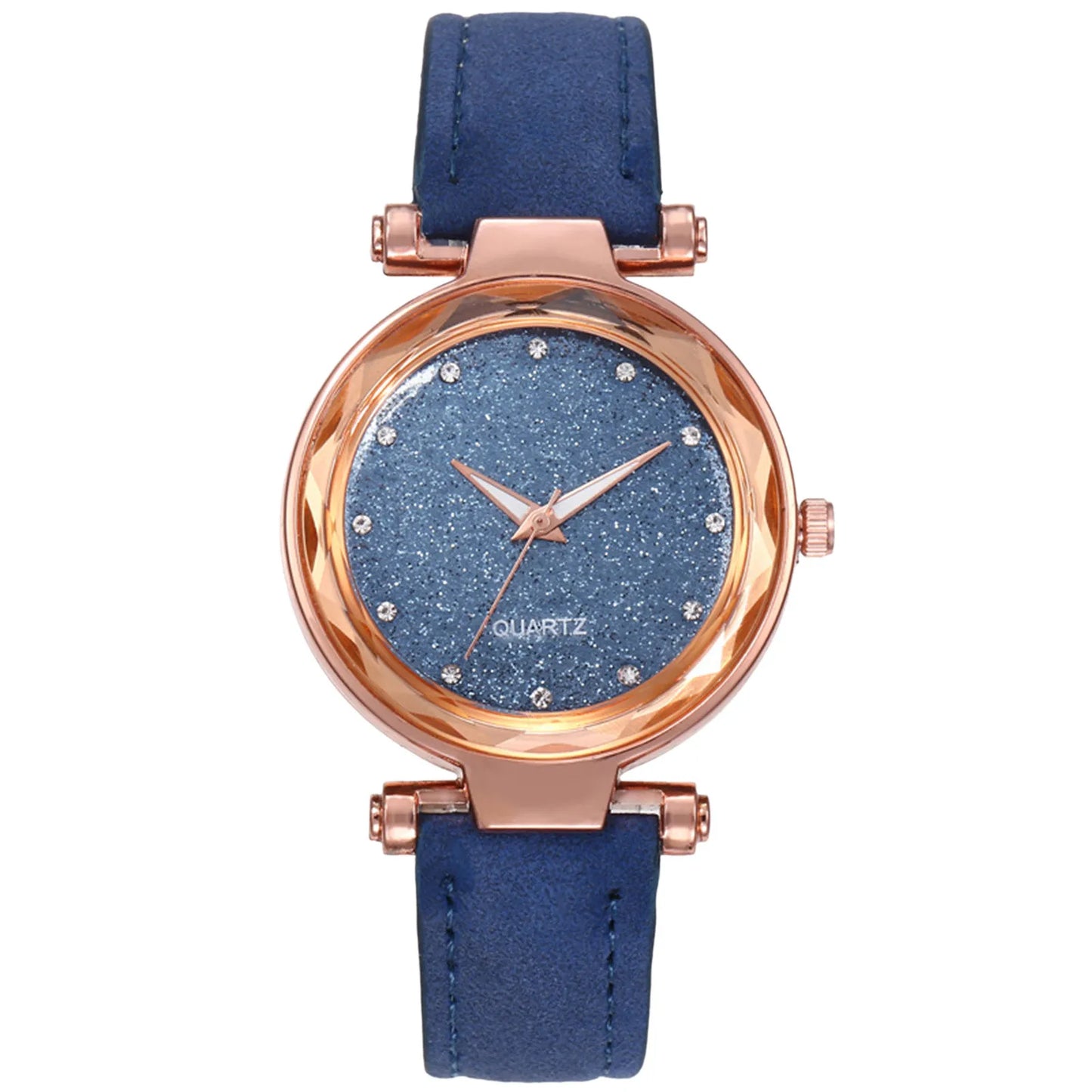 Ladies Fashion Korean Rhinestone Rose Gold Quartz Watch Female Belt Watch Women's Watches Fashion Clock Watch Women Watches