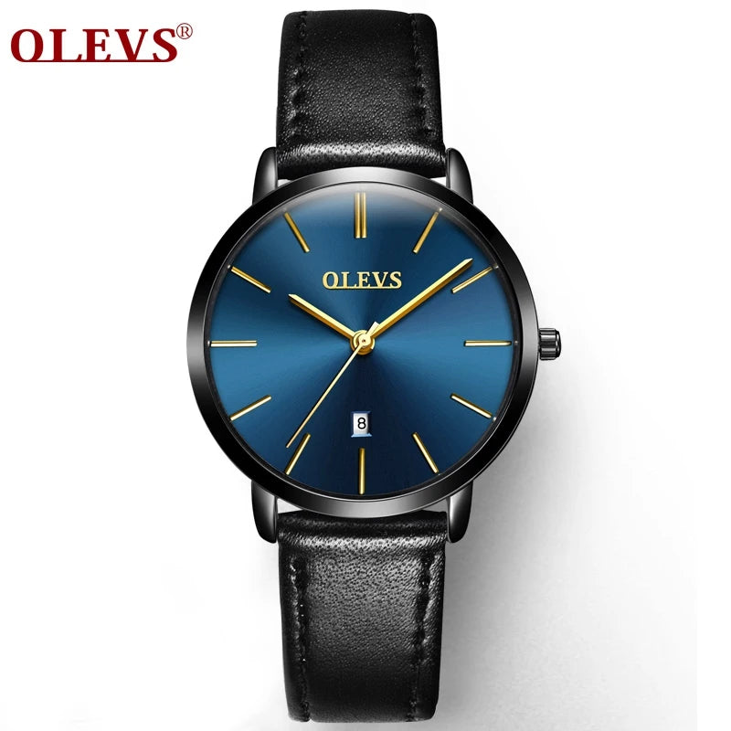 OLEVS Women Watch Red  Casual Leather Ladies Watches Luxury Quartz Female Wristwatches Brand Clock Ultra Thin Surface 6.5MM5869