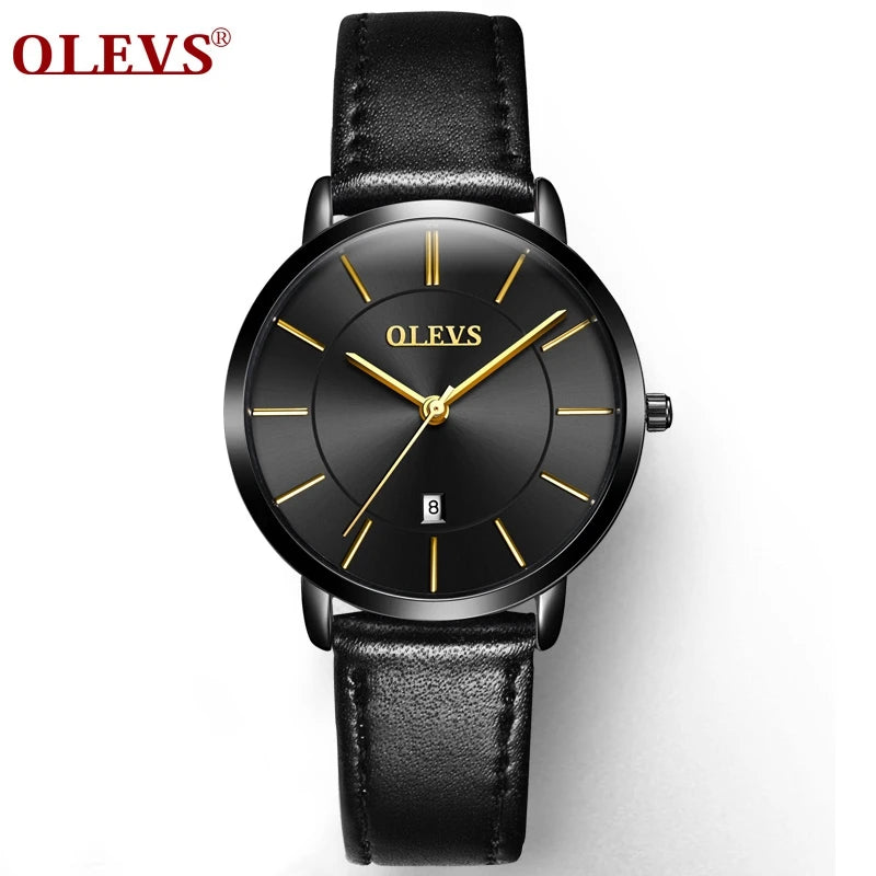 OLEVS Women Watch Red  Casual Leather Ladies Watches Luxury Quartz Female Wristwatches Brand Clock Ultra Thin Surface 6.5MM5869