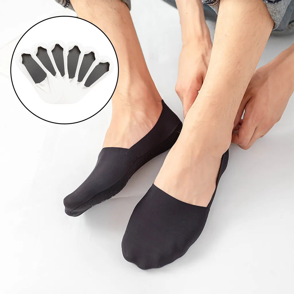 3 Pairs Breathable Invisible Boat Socks Mens No Show Low Cut Invisible Ice Silk Socks Non Slip Grip Liner Socks for Sneakers