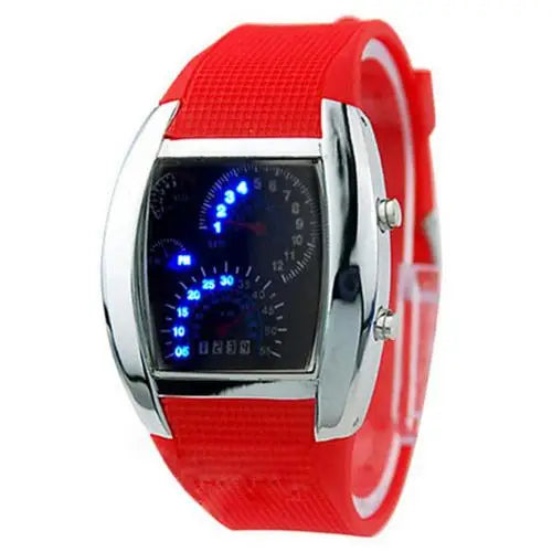 HOT SALES！！！New Arrival Cool Rubber Band RPM Speedometer Car Turbo Style Digital LED Wrist Watch Gift