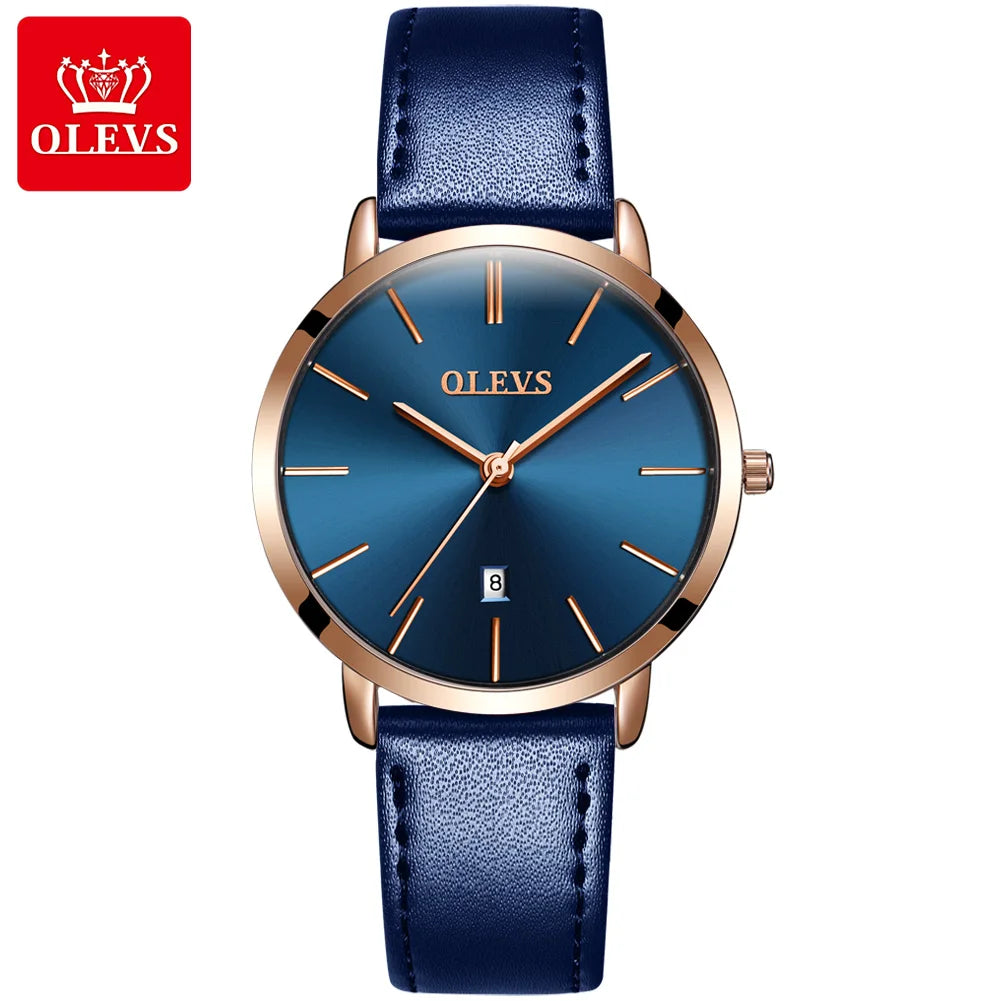 OLEVS Women Watch Red  Casual Leather Ladies Watches Luxury Quartz Female Wristwatches Brand Clock Ultra Thin Surface 6.5MM5869