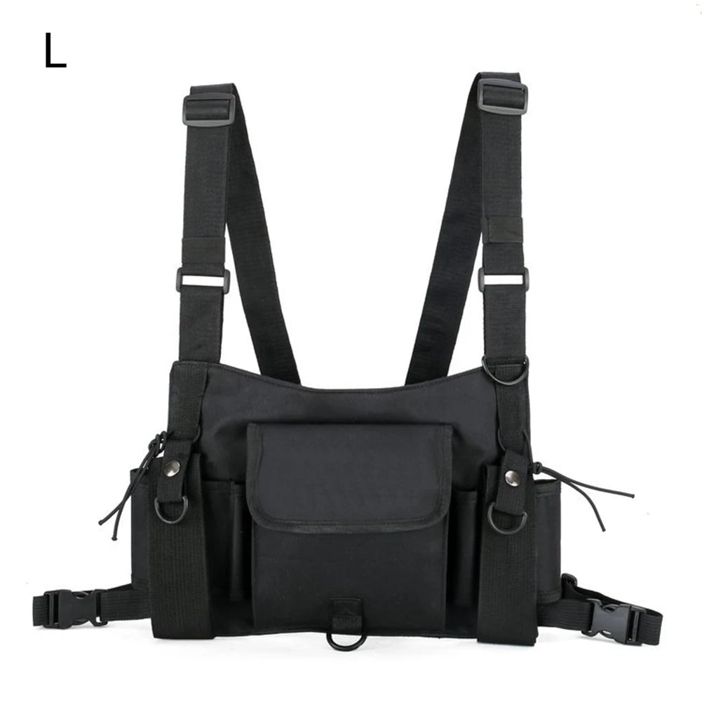 Unisex Chest Bag Outdoor Adjustable Vest Chest Bag Shoulder Waist Bag Elastic Hip Hop Vest Streetwear Bag Waist