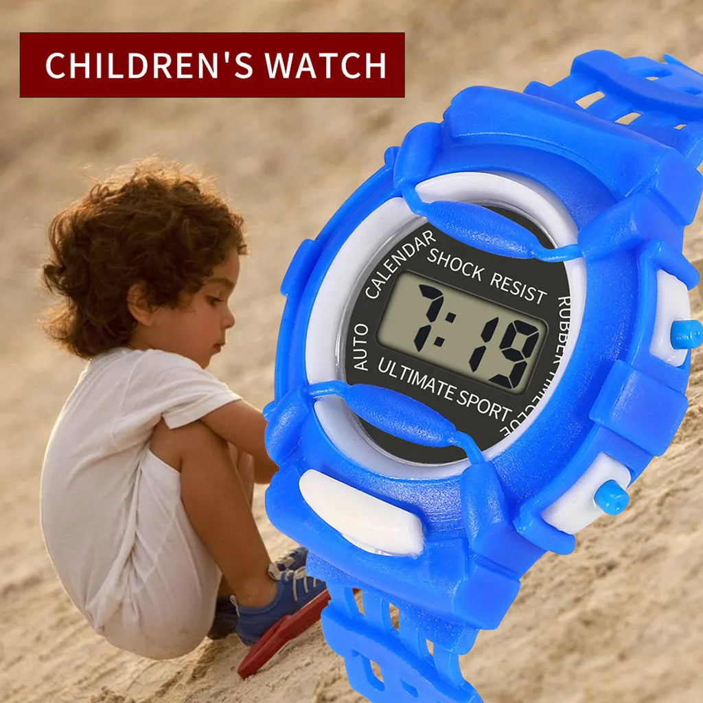 Children Waterproof Electronic Watches Led Digital Sport Watches Round Dial Silicone Strap Wristwatches Boys Girls Gift Relogio