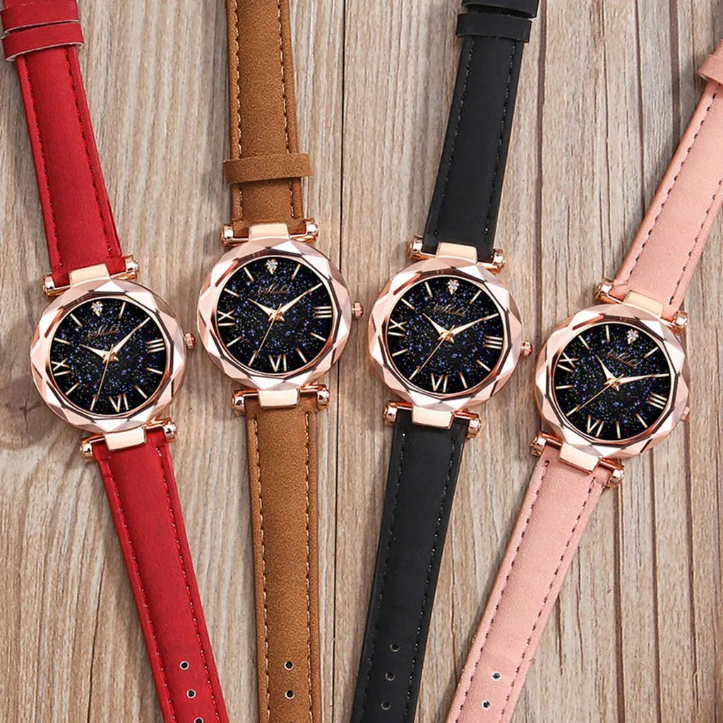 Women's Luxury Quartz Wristwatches Magnetic Magnet Buckle Quartz Clock Geometric Surface Female Luminous Bracelet Watches