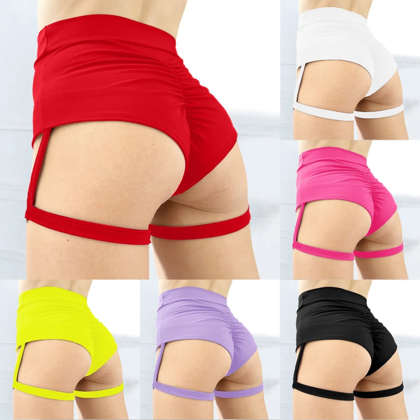 Sexy Hot Pants For Women Yoga Clothes Garters Solid High Waisted Athletic Shorts Buttocks Peach Pleated Butt Crack Sport Shorts