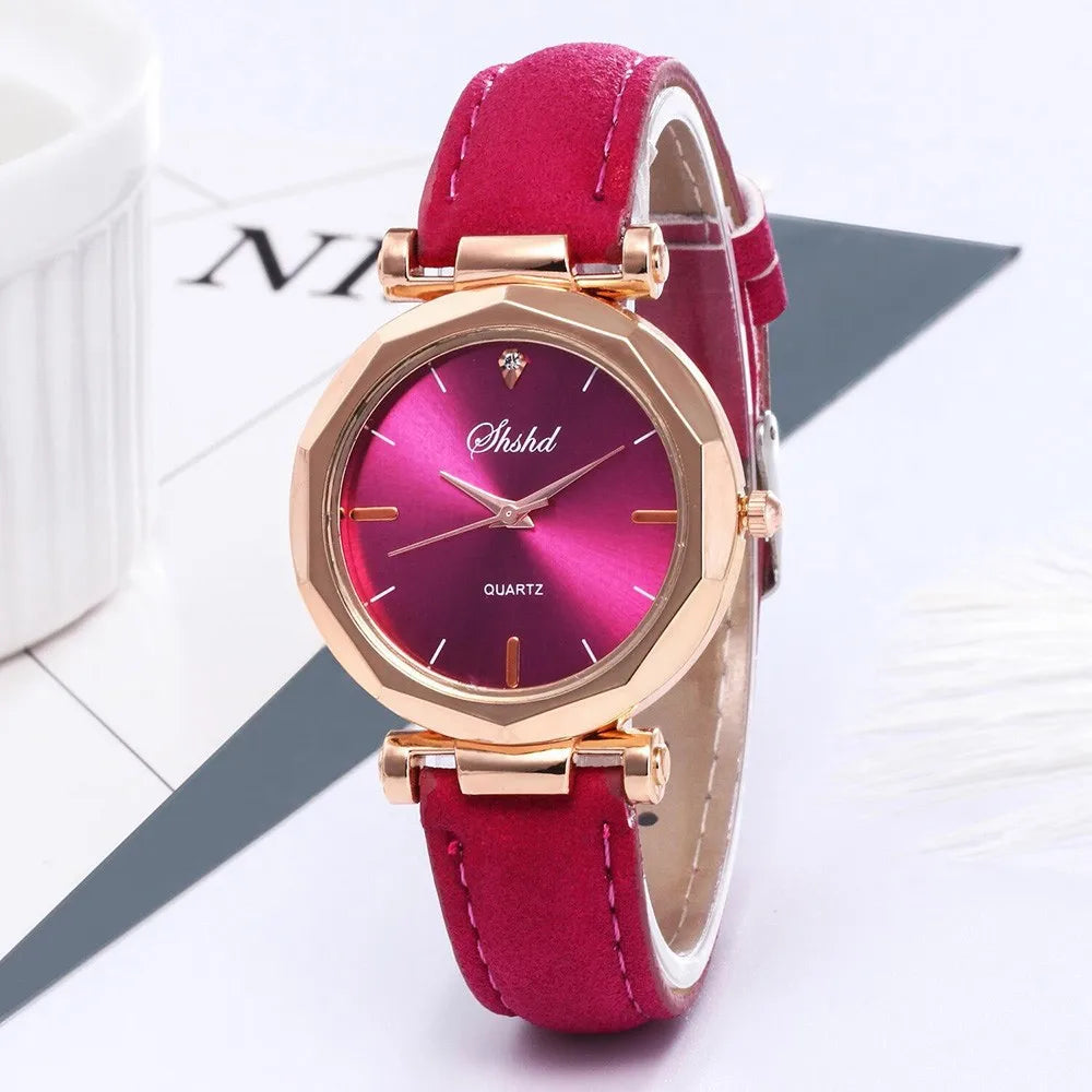 Leather Belt Elegant Wristwatch Analog Crystal Casual Fashion Quartz Watch Luxury Rhombus Design Ladies Watches Gift Reloj Mujer