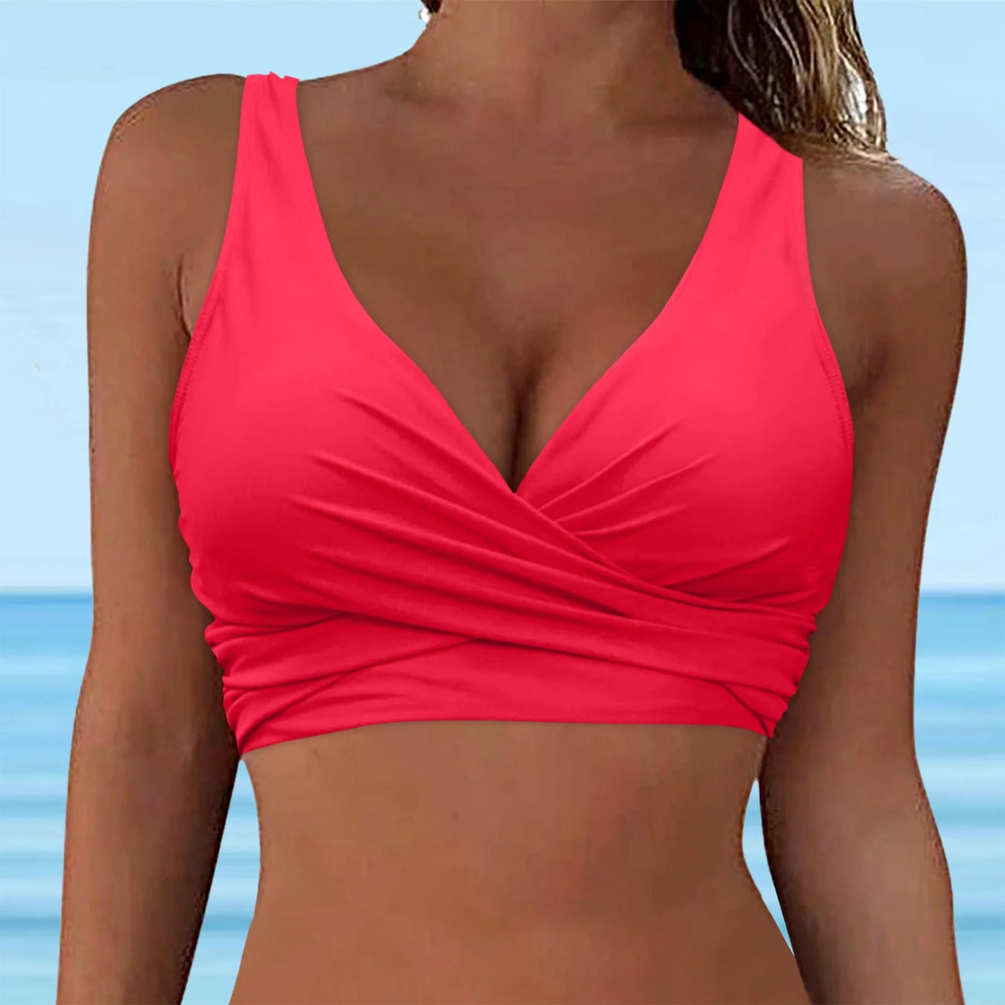 Full Coverage Bikini Top Push Up Swim Crop Top Tie Back Swimsuit For Women Lace Up Swimwear Sports Bras Underwire 2024 Trend