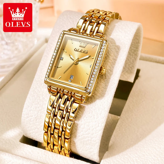 OLEVS Luxury Quartz Women's Watch Fashionable Classic Square Elegant Diamond Waterproof dial High quality Original Women's Watch