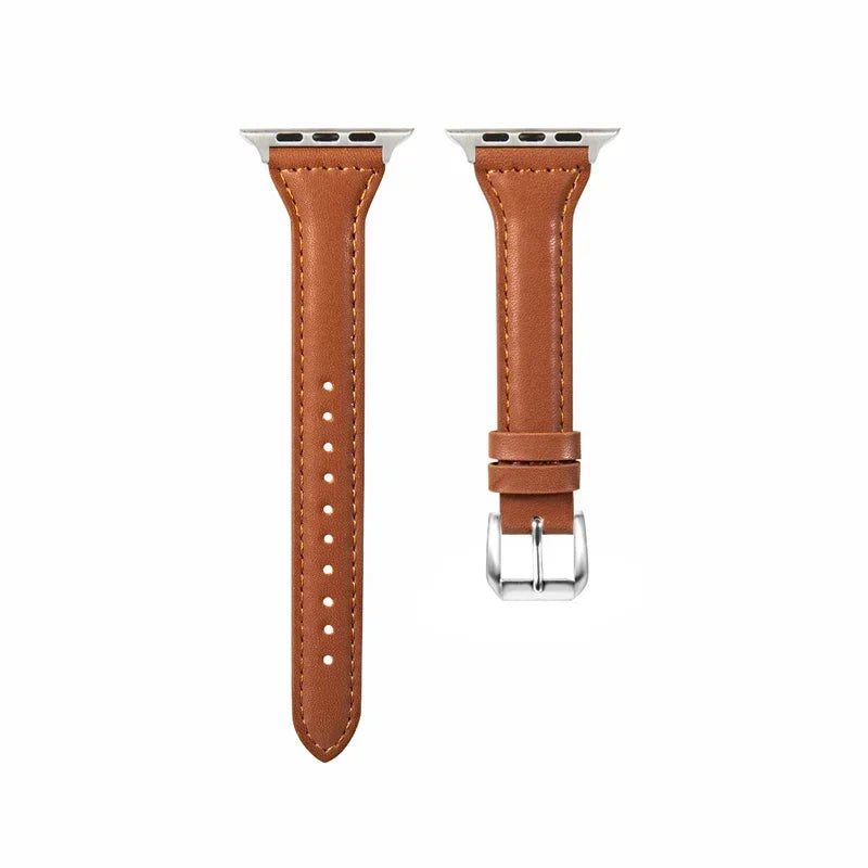 Slim Leather Strap For Apple Watch Series 10 42/46mm 9 8 7 41mm 45mm Band 38/42mm Ultra 49mm Bracelet iWatch SE 6 5 4 3 40/44mm