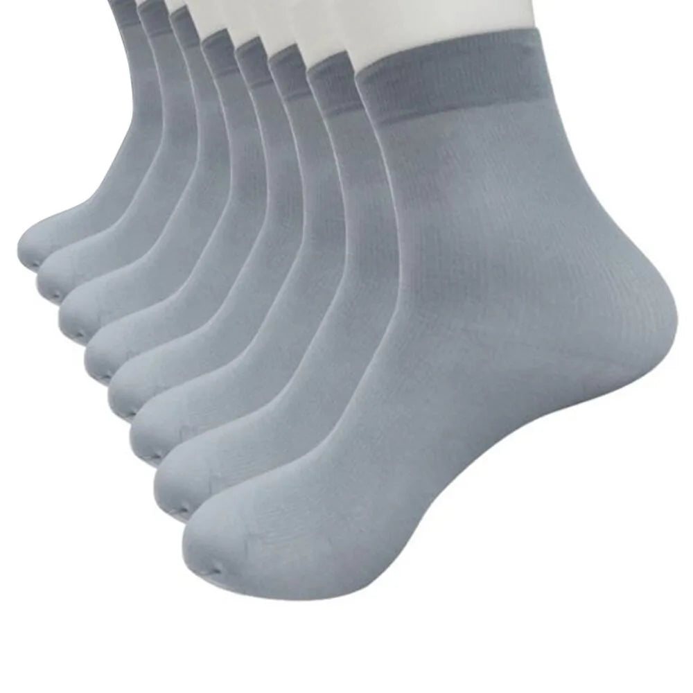 4/8 Pairs Ultra-Thin Breathable Men Socks Comfortable Bamboo Fiber Summer Black Socks Casual Solid Color Middle Tube Sock