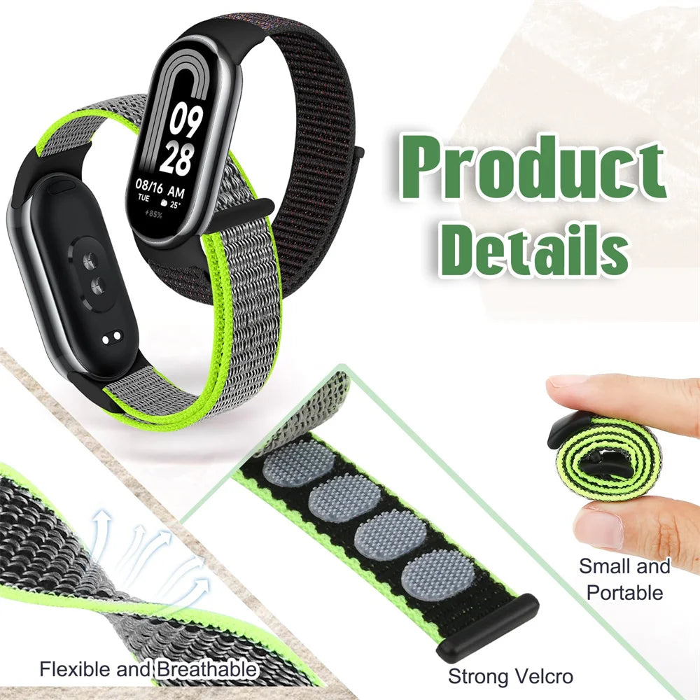 Nylon loop watchband For Xiaomi mi Band 8 smartwatch Sport miband8 NFC Correa Breathable Replacement Bracelet smart band 8 Strap