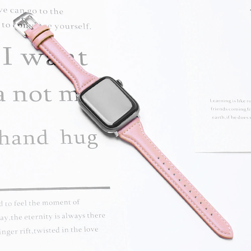 Slim Leather Loop for Apple Watch band 44mm 45mm 41mm 40mm 38mm Strap Women bracelet iWatch series 7 8 9 6 5 4 3 SE Ultra 2 49mm