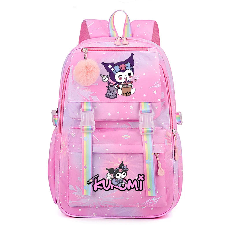 Kuromi & Cinnamoroll Large Capacity Backpack, Lightweight Cute Daypack, Cartoon Schoolbag, Girl Casual Travel Commute Knapsack