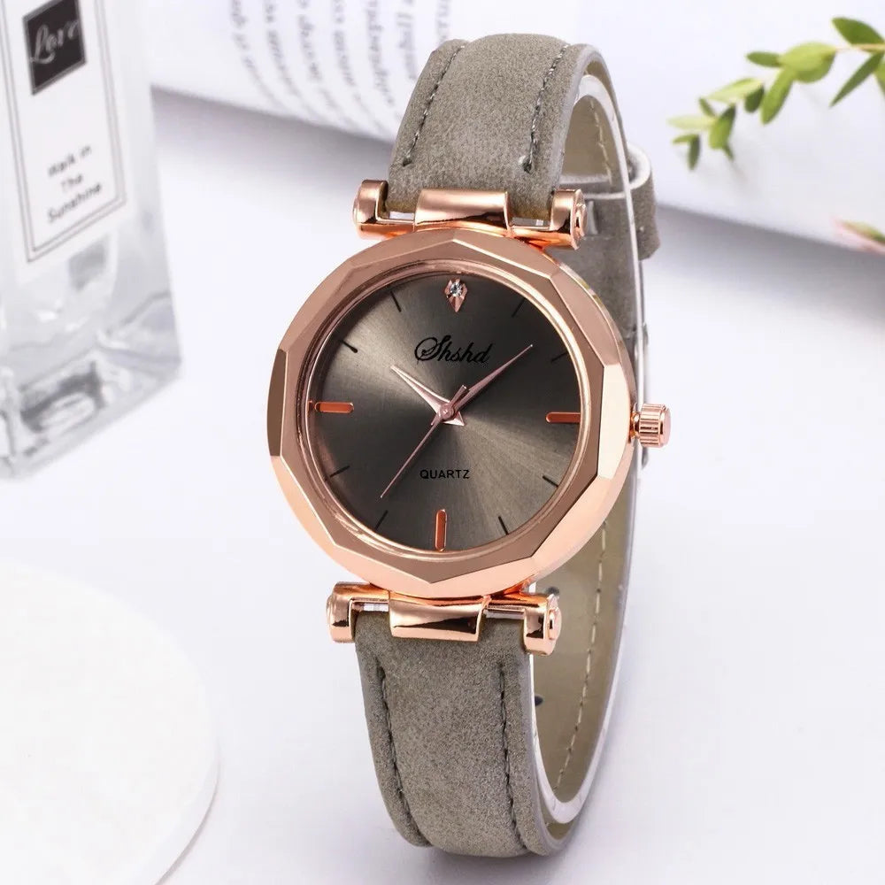 Leather Belt Elegant Wristwatch Analog Crystal Casual Fashion Quartz Watch Luxury Rhombus Design Ladies Watches Gift Reloj Mujer