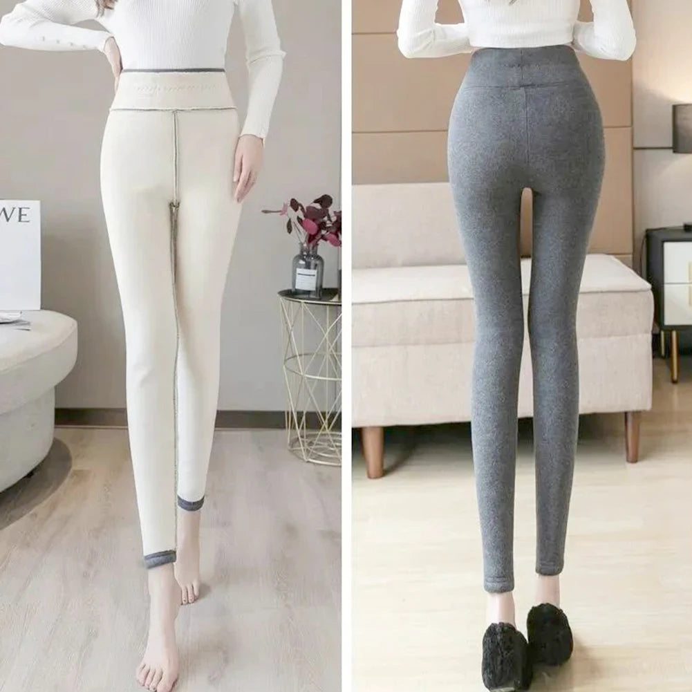 Fleece Lined Leggings High Waist Pantyhose Thickened Warm Legging Pants Solid Soft Clouds Fleece Leggings for Cold Weather