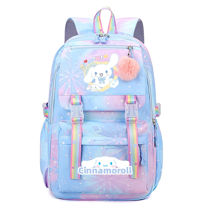 Kuromi & Cinnamoroll Large Capacity Backpack, Lightweight Cute Daypack, Cartoon Schoolbag, Girl Casual Travel Commute Knapsack