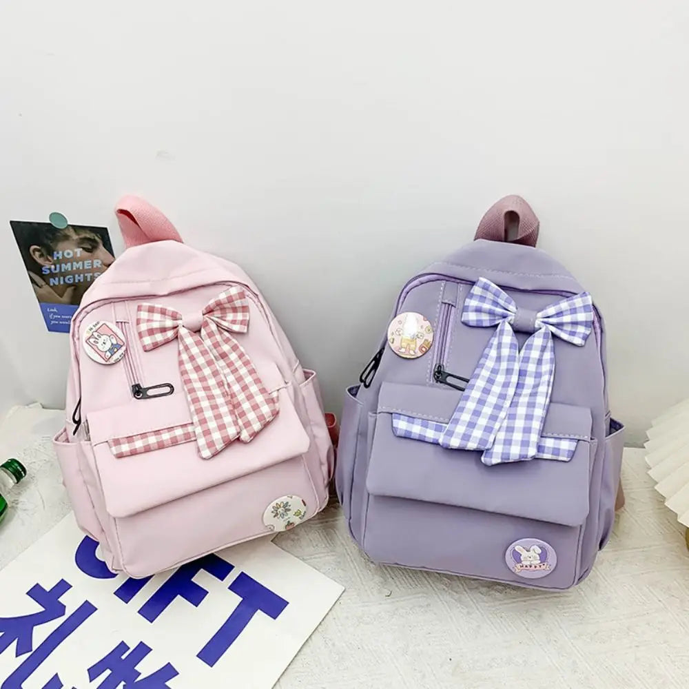 Fashion Bow Backpack Children's School Backpack Large Capacity Nylon School Bags Elementary School Book Bags Outdoor Travel Bag