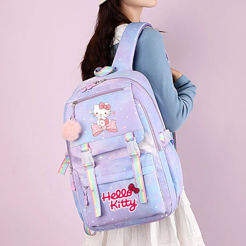 Kuromi & Cinnamoroll Large Capacity Backpack, Lightweight Cute Daypack, Cartoon Schoolbag, Girl Casual Travel Commute Knapsack