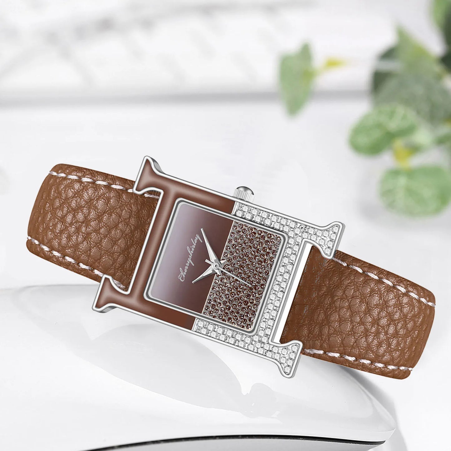 Analog Quartz Watch Casual Watch Ladies Strap Leather Women'S Watch Small Watch Women Elegant Classic Square Watch Reloj Mujer