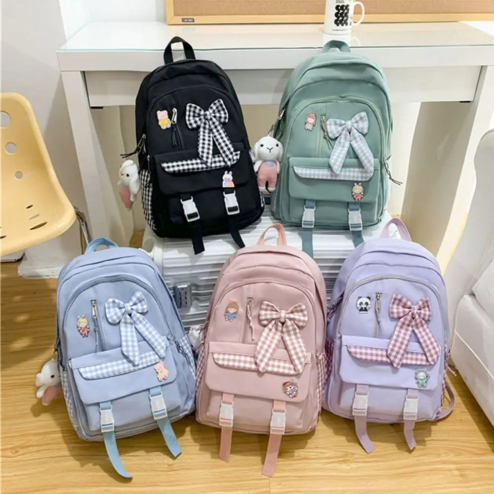 Fashion Bow Backpack Children's School Backpack Large Capacity Nylon School Bags Elementary School Book Bags Outdoor Travel Bag