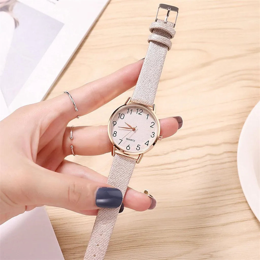 Round Dial Retro Watch Ladies Casual Elegant Belt Watches Korean Fashion Simple Design Quartz Watch Reloj Mujer Lujo Alta Gama