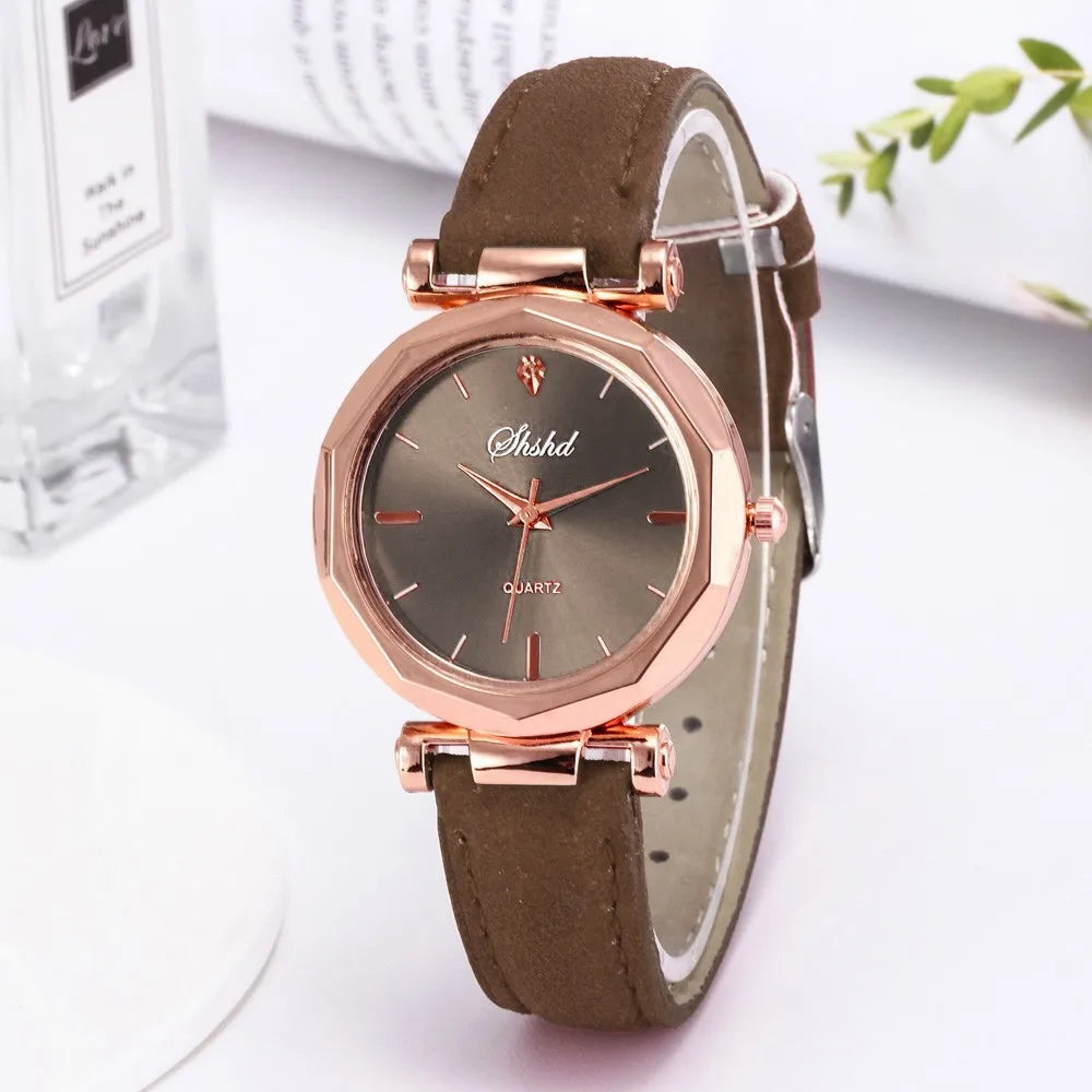 Leather Belt Elegant Wristwatch Analog Crystal Casual Fashion Quartz Watch Luxury Rhombus Design Ladies Watches Gift Reloj Mujer