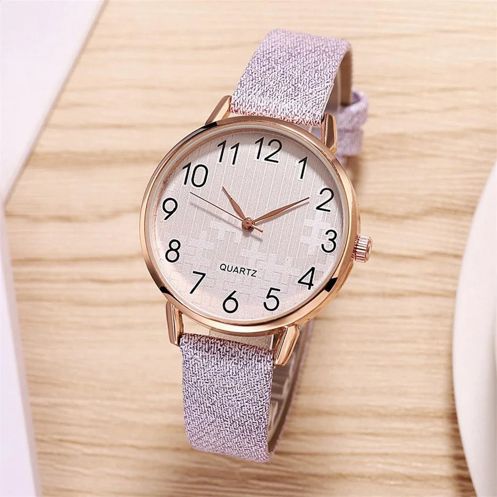 Round Dial Retro Watch Ladies Casual Elegant Belt Watches Korean Fashion Simple Design Quartz Watch Reloj Mujer Lujo Alta Gama