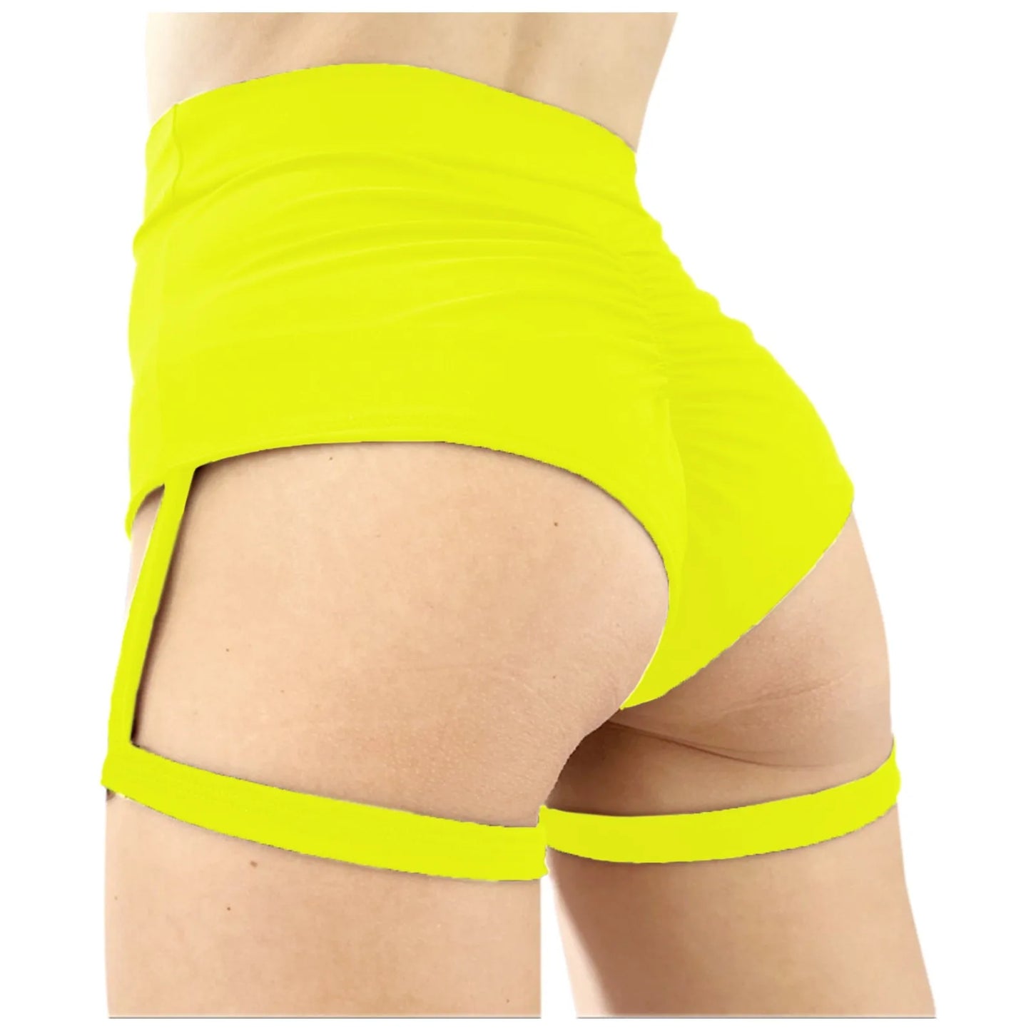 Sexy Hot Pants For Women Yoga Clothes Garters Solid High Waisted Athletic Shorts Buttocks Peach Pleated Butt Crack Sport Shorts