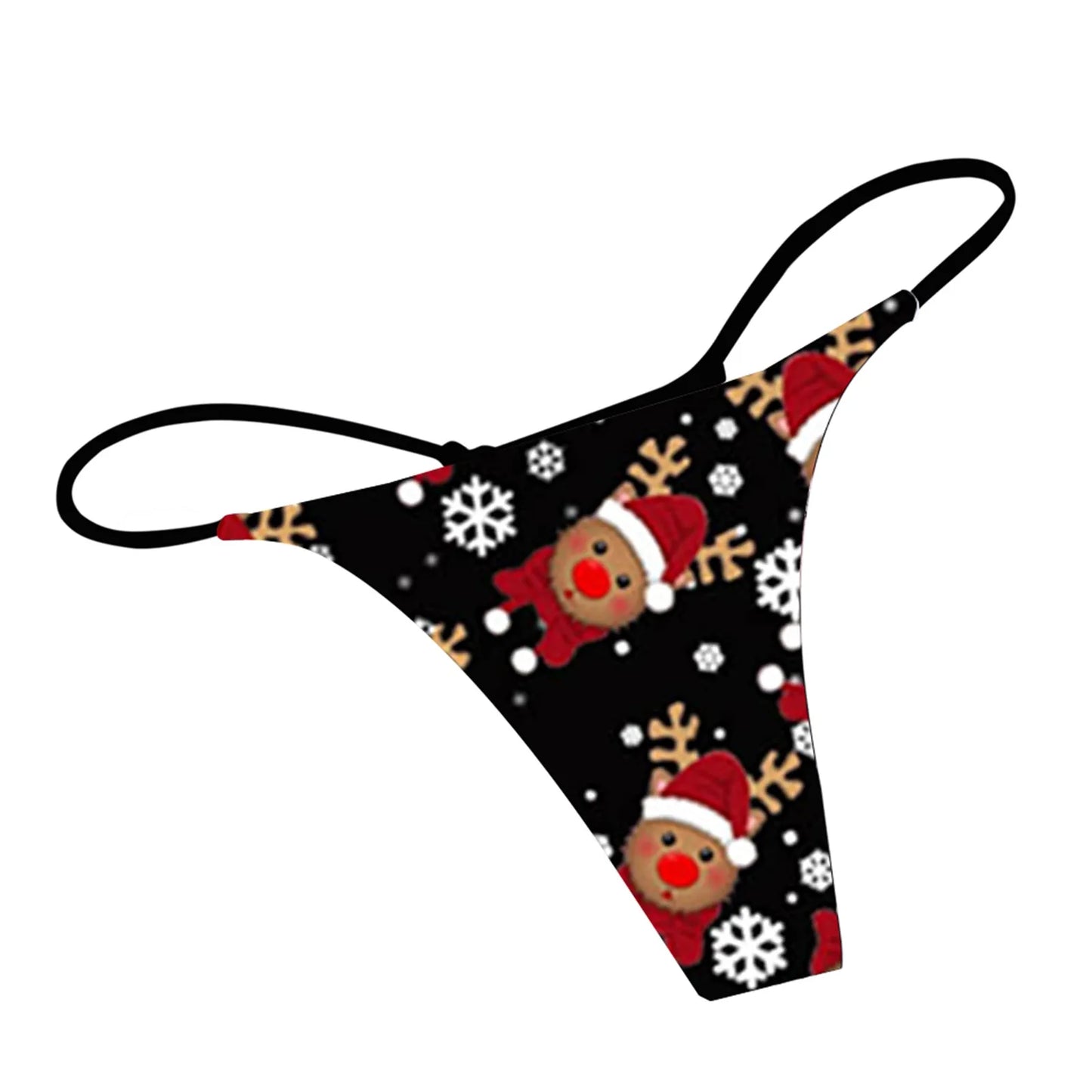 Christmas Print Panties for Women Funny Sexy Thongs Female Underwear Underpants Low Waist Seamless Briefs Xmas Womens Lingerie