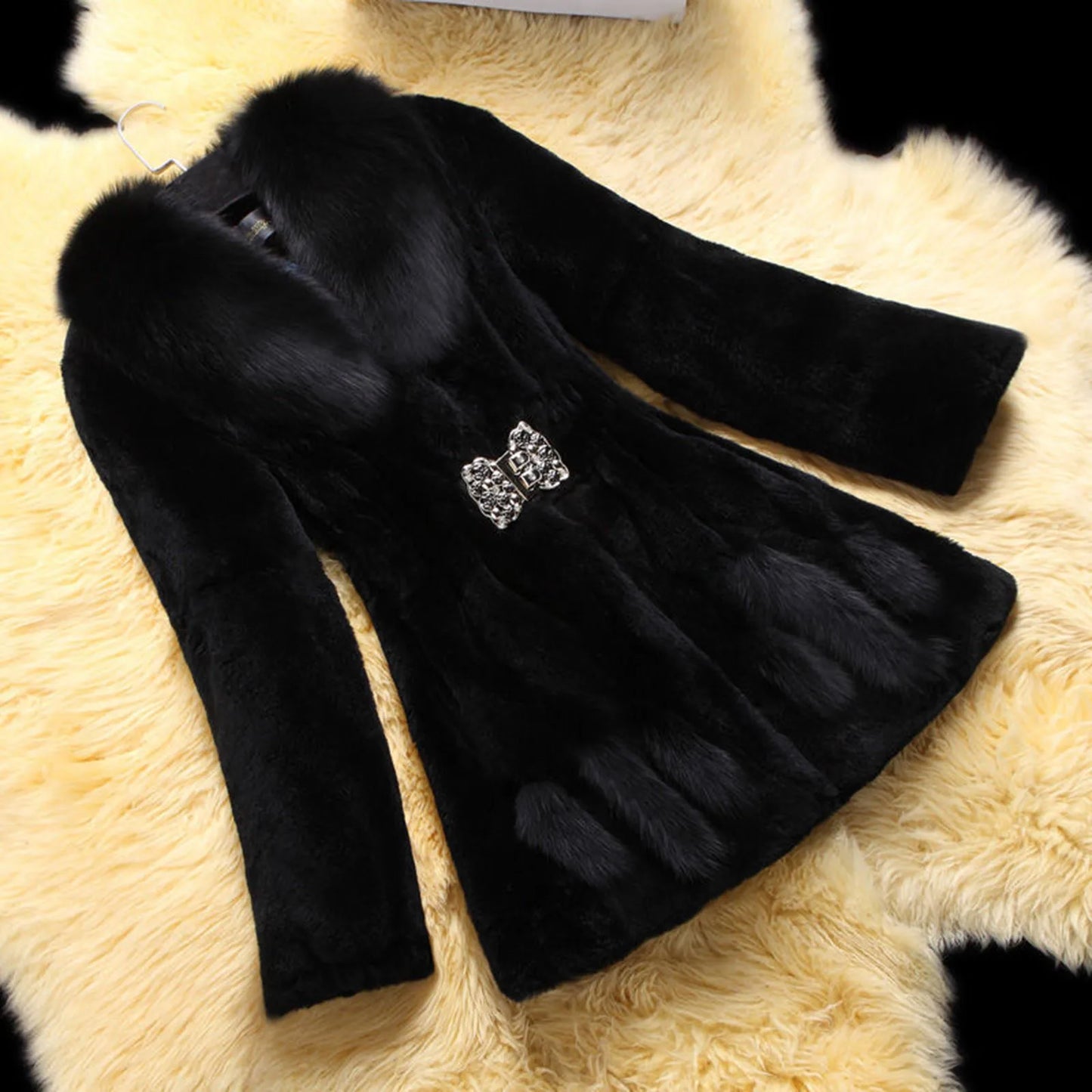 Ladies Winter Lapel Faux Fur Coats Long Sleeve Solid Cute Outwear Plush Jacket Warm And Soft Winter Fleece Lined Fuzzy Outwears