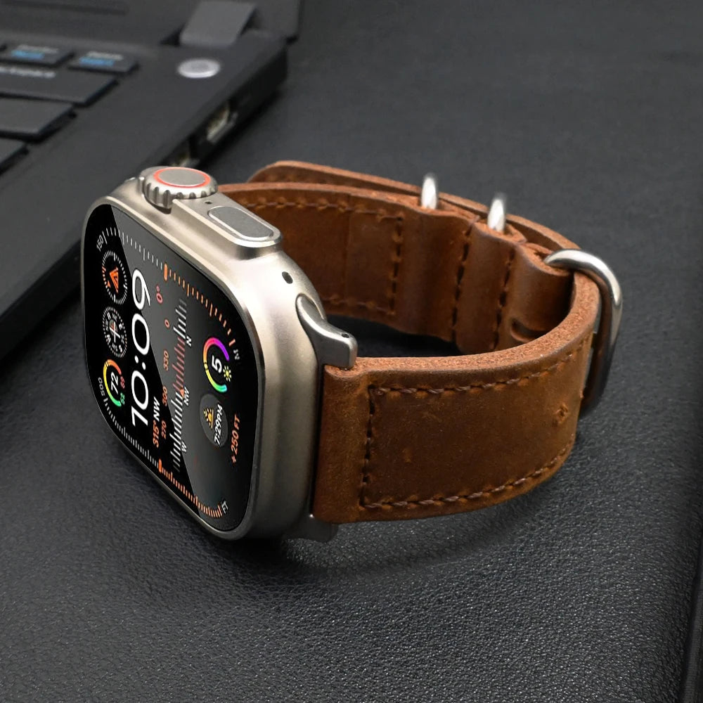 Leather Luxury Strap for Apple Watch Ultra 2 49mm Band Correa for iWatch Series 9 8 7 45mm 4 5 6 3 Se 44mm 42mm ultra Watchband