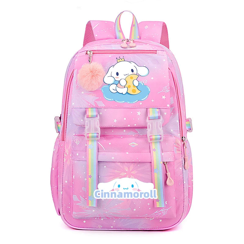 Kuromi & Cinnamoroll Large Capacity Backpack, Lightweight Cute Daypack, Cartoon Schoolbag, Girl Casual Travel Commute Knapsack