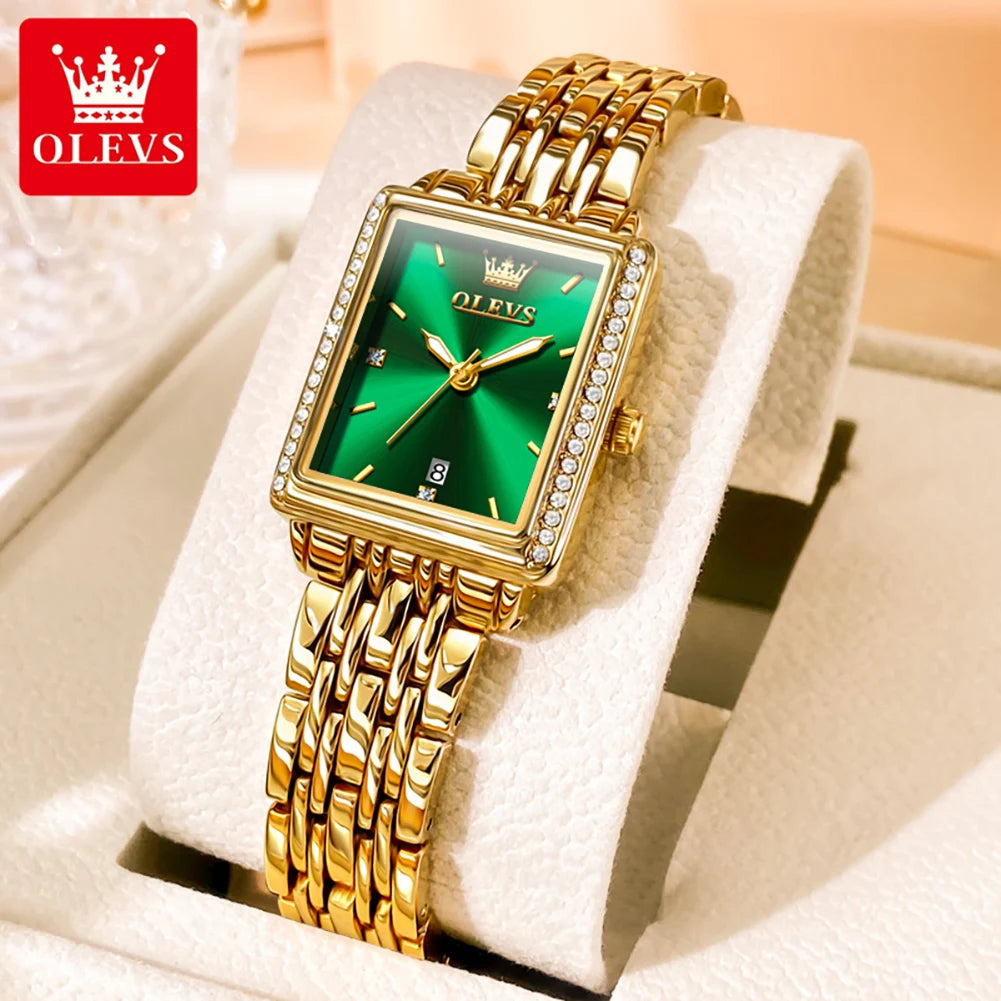 OLEVS Luxury Quartz Women's Watch Fashionable Classic Square Elegant Diamond Waterproof dial High quality Original Women's Watch