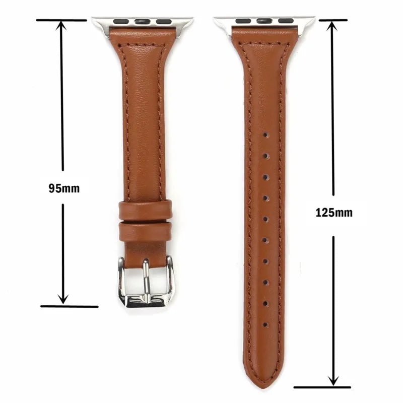 Slim Leather Loop for Apple Watch band 44mm 45mm 41mm 40mm 38mm Strap Women bracelet iWatch series 7 8 9 6 5 4 3 SE Ultra 2 49mm