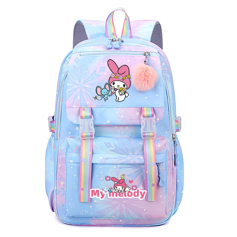 Kuromi & Cinnamoroll Large Capacity Backpack, Lightweight Cute Daypack, Cartoon Schoolbag, Girl Casual Travel Commute Knapsack