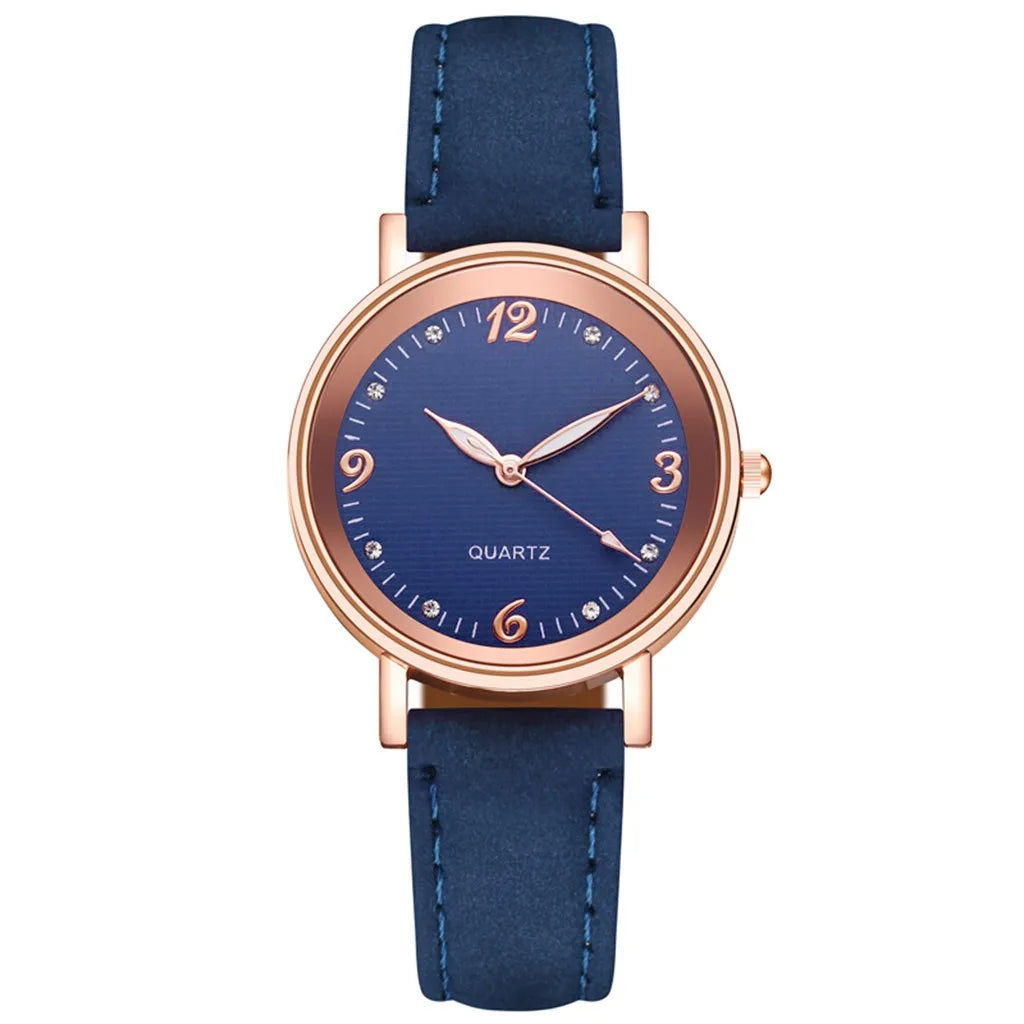 Luxury Bracelet Watch Women's Rose Gold Stainless Alloy Quartz Watches Simple Style Leather Strap Wrist Watch Luminous Watches