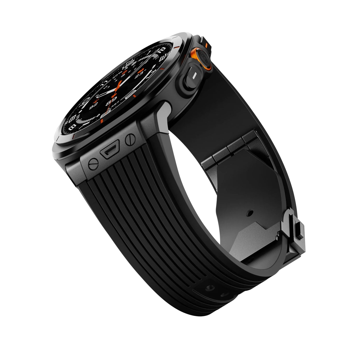 Luxury Silicone Band for Samsung Galaxy Watch Ultra 47mm Metal Watch Buckle for Galaxy Ultra 47MM No Gaps Curved End Bracelet