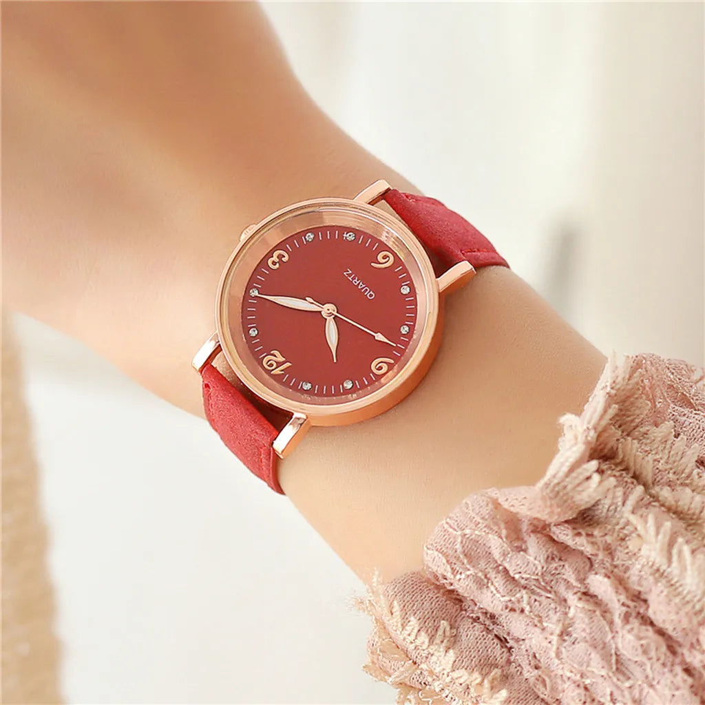 Luxury Bracelet Watch Women's Rose Gold Stainless Alloy Quartz Watches Simple Style Leather Strap Wrist Watch Luminous Watches