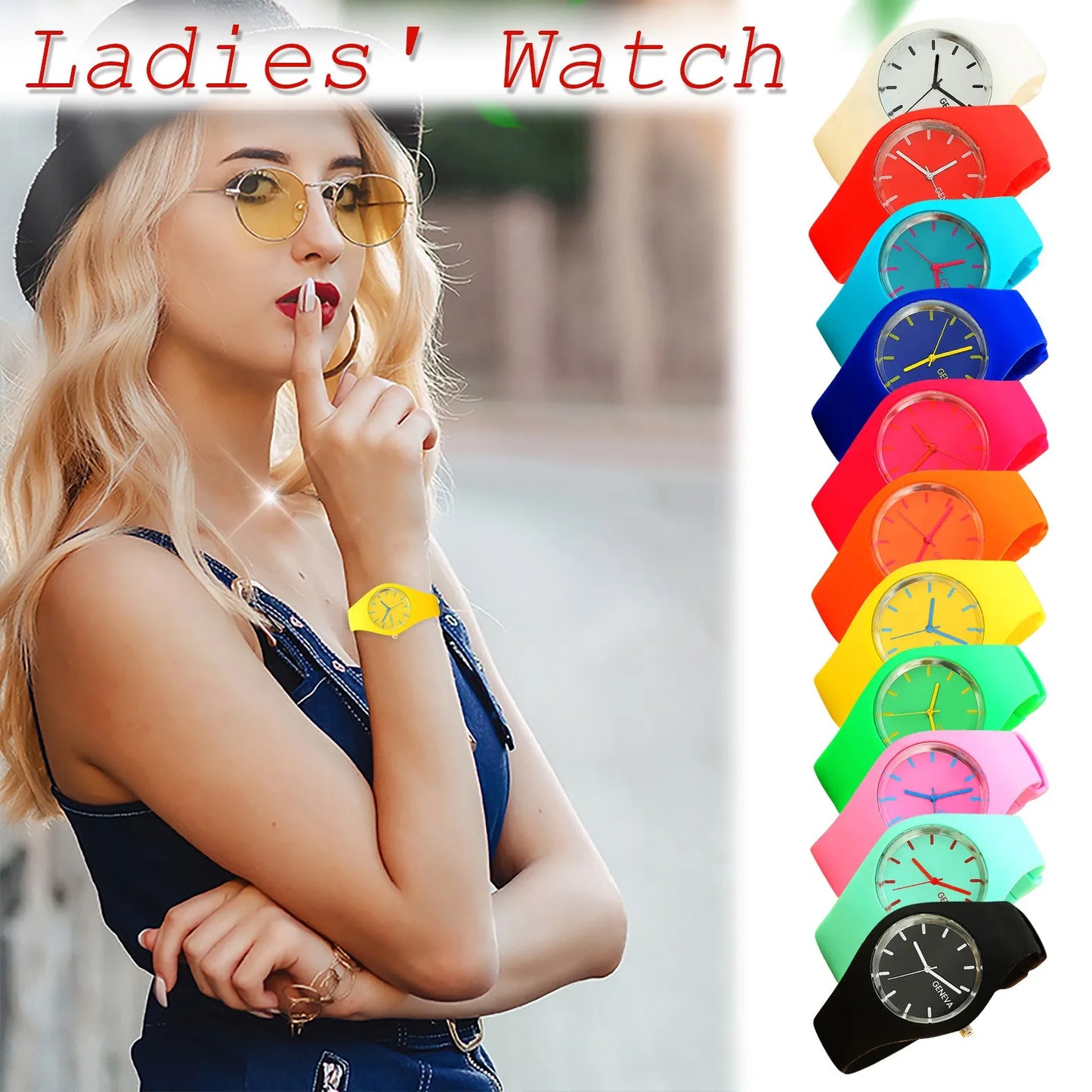 Ladies Solid Pattern Wristwatch Clock Silicon Strap Wrist Watches Fashion Women Casual Digital Watches Relojes Para Mujer