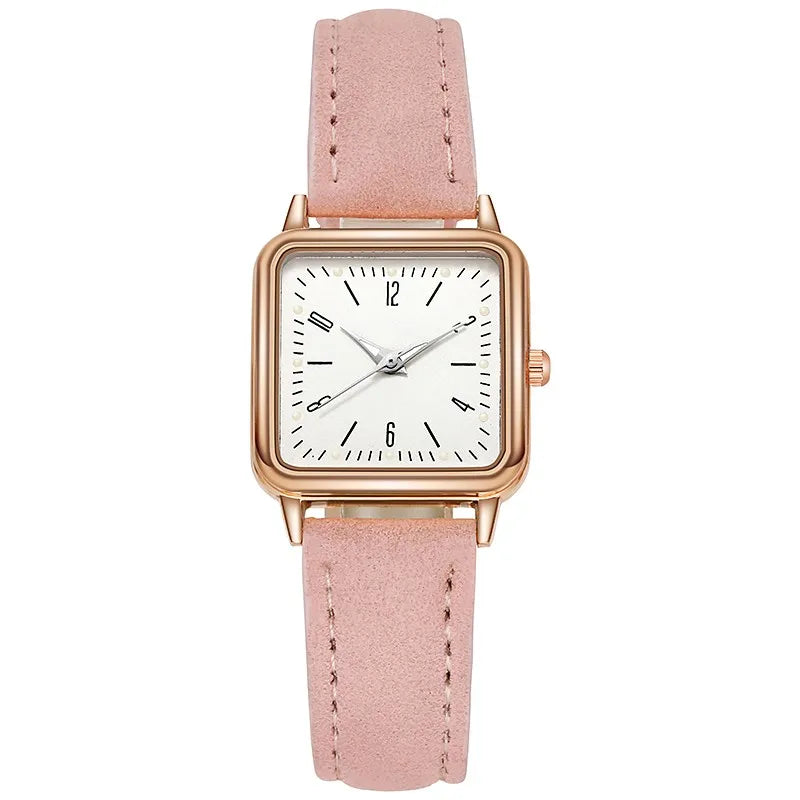 2023 New A Fashion Women Watch Leather Strap Casual Watch Wrist Square Dial Case Lady Watches Wristwatch Clock Gift