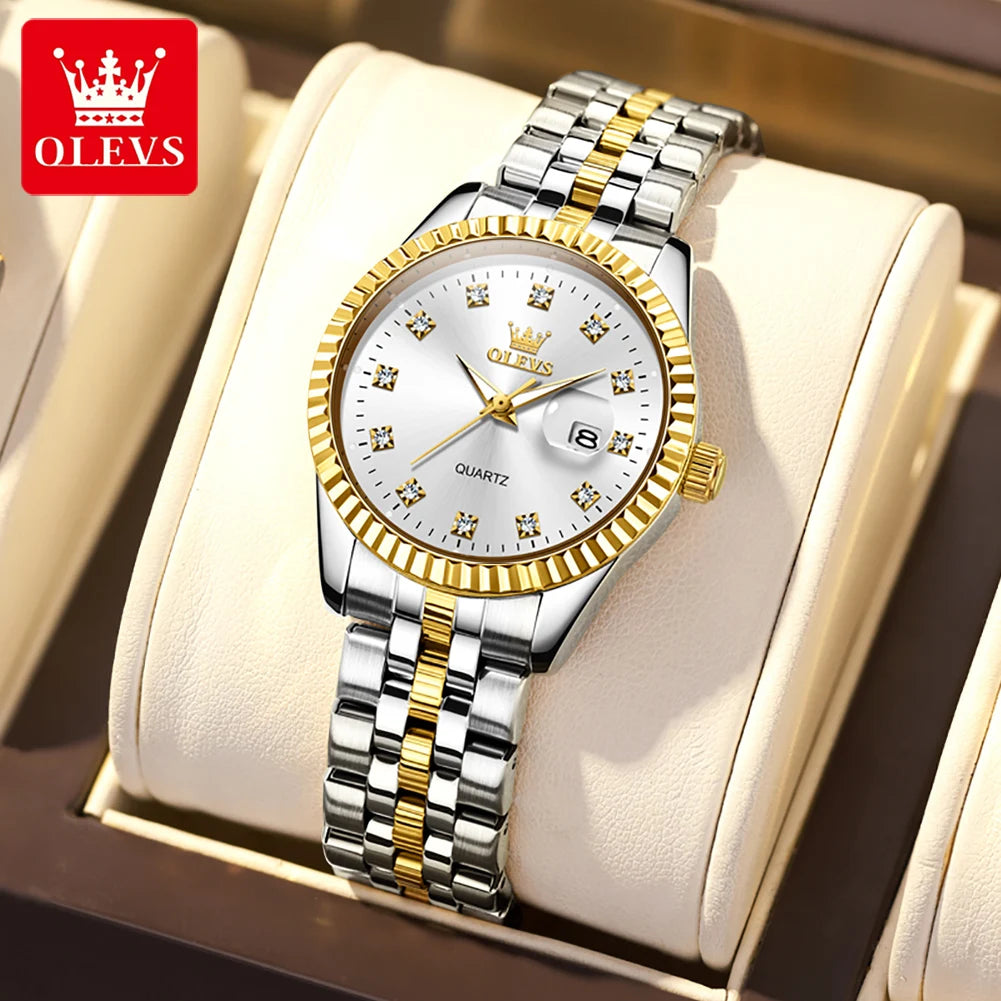 OLEVS 5526 Women's Watch Original Watches For Ladies Waterproof Luminous Stainless Steel Quartz Automatic date Woman Wristwatch